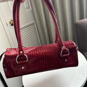 Vintage Kenneth Cole New York Red Croc-Embossed retro Shoulder Bag